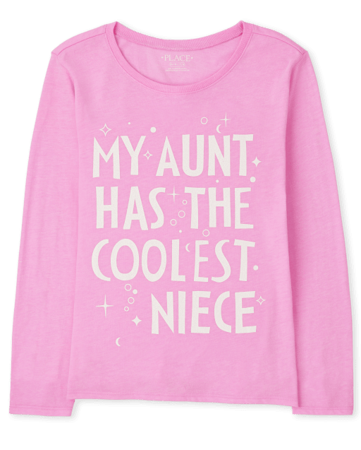 Camiseta estampada de tía de manga larga para niñas