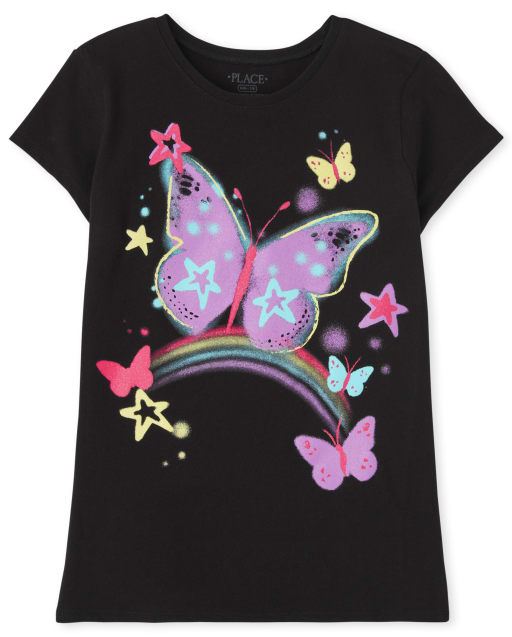 T-shirt graphique papillon pour filles
