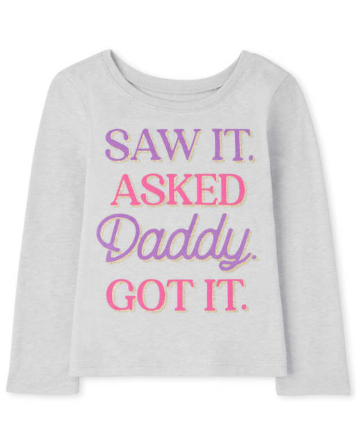 Camiseta con gráfico de papá de manga larga para bebés y niñas pequeñas