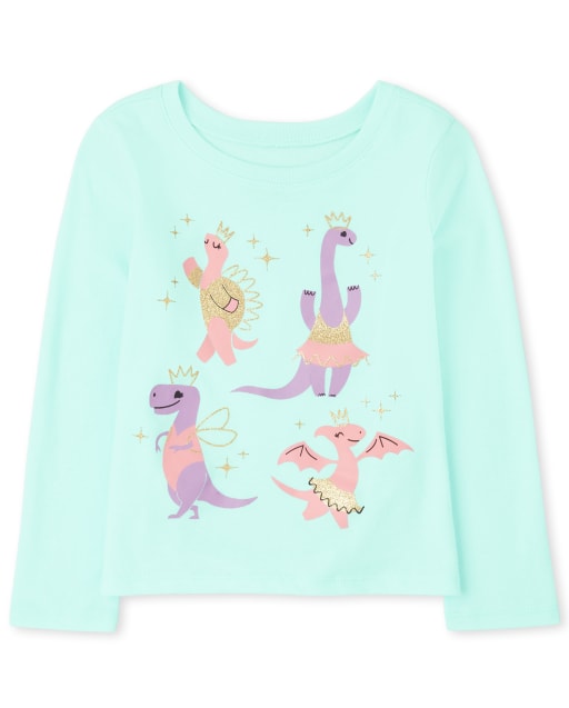 Camiseta con estampado de ballet Dino para bebés y niñas pequeñas