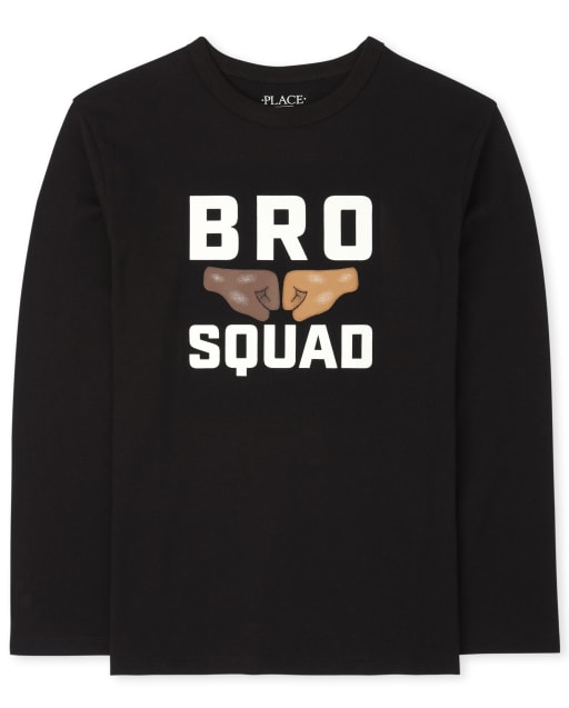 Camiseta estampada de manga larga Bro Squad para niño