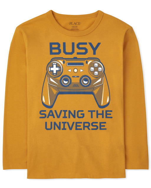 Boys Long Sleeve Busy Gaming Graphic Tee