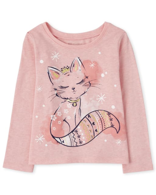 Camiseta con estampado de gatos para bebés y niñas pequeñas