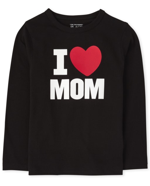 Camiseta gráfica Love Mom de manga larga para bebés y niños pequeños