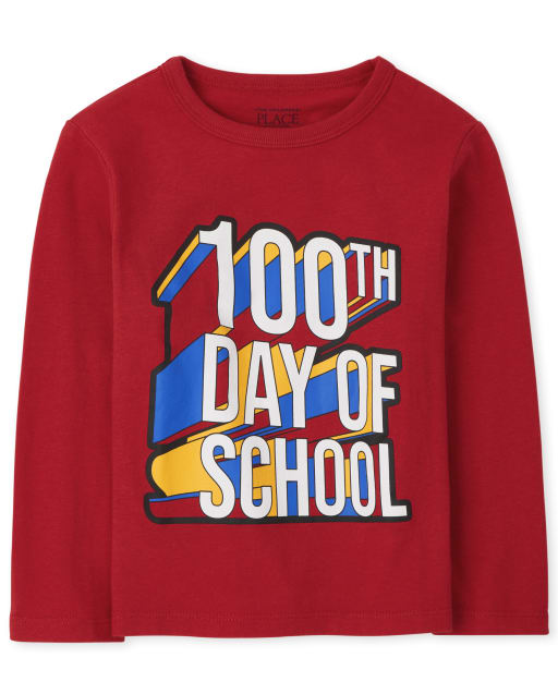 Toddler Boys Long Sleeve 100th Day Of School Graphic Tee