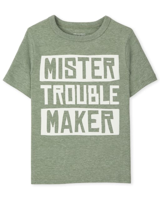 Baby And Toddler Boys Short Sleeve Trouble Maker Graphic Tee