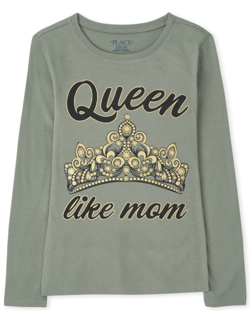Girls Long Sleeve Queen Mom Graphic Tee
