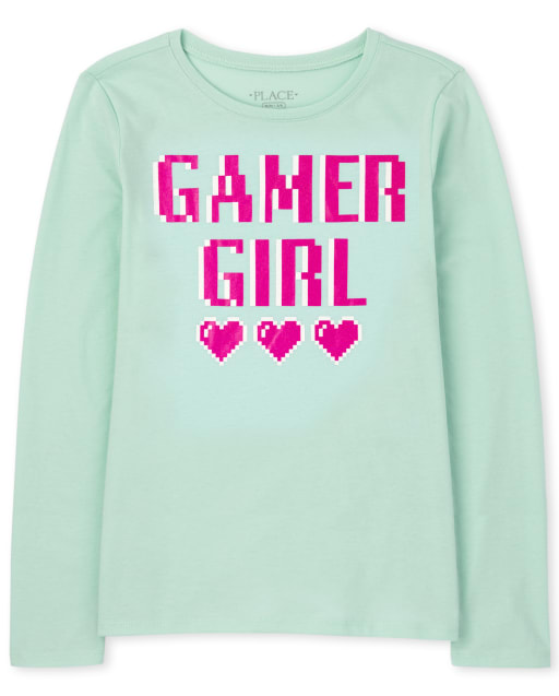 Girls Long Sleeve Gamer Girl Graphic Tee