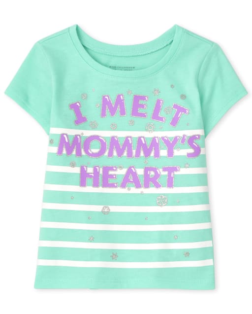 Camiseta de manga corta con estampado de corazón de mamá para bebés y niñas pequeñas