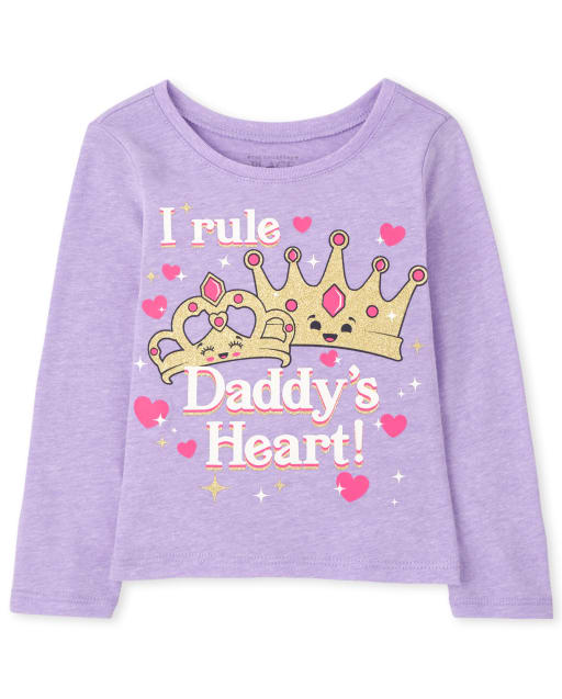 Camiseta con estampado de corazón de papá para bebés y niñas pequeñas