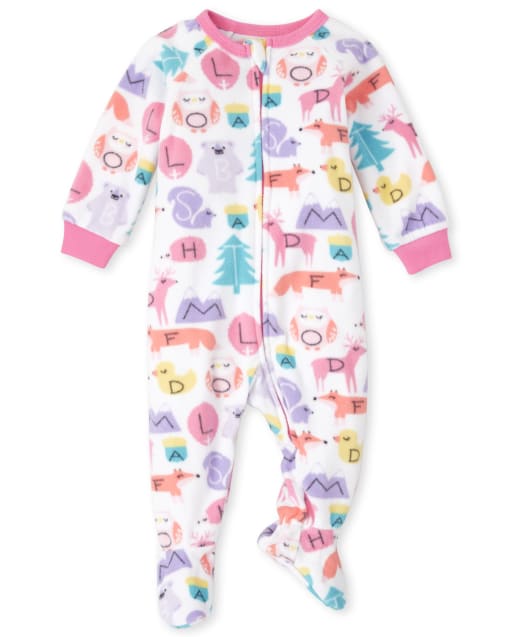 Baby And Toddler Girls Animal Fleece One Piece Pajamas