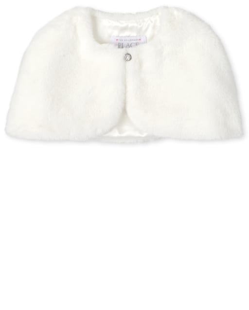 The Childrens Place Girls Big Faux Fur Printed Sweater