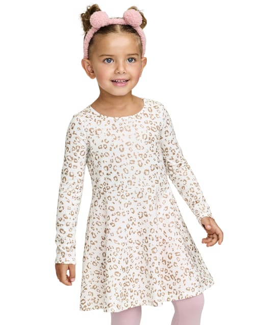 Robe patineuse léopard pour bébé et toute-petite fille