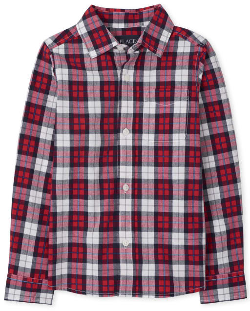 Camisa con botones de popelina a cuadros para niños