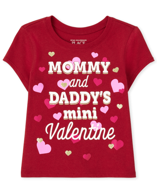 Baby And Toddler Girls Short Sleeve Valentine's Day Mini Valentine Graphic Tee