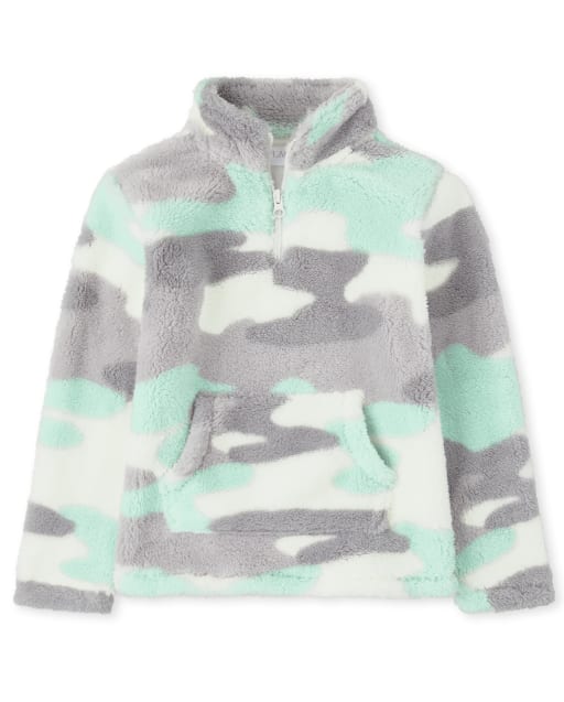 Girls Sherpa Half Zip Mock Neck Pullover