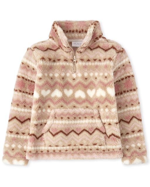 Girls Sherpa Half Zip Mock Neck Pullover