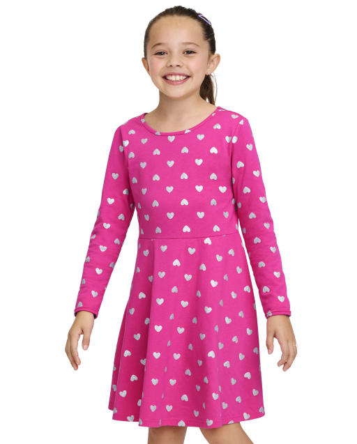 Girls Glitter Heart Everyday Dress
