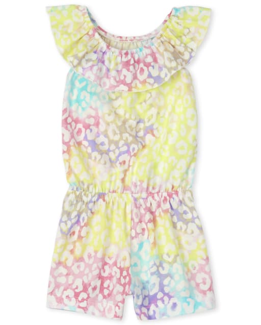 Baby And Toddler Girls Rainbow Leopard Ruffle Romper