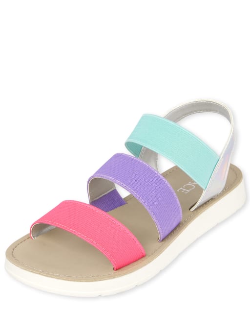 Girls Multi Color Elastic Sandals