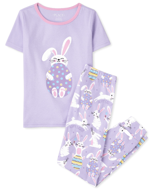 Girls Bunny Snug Fit Cotton Pajamas