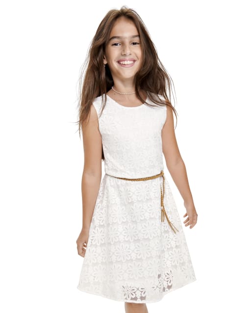 Robe en dentelle avec nœud au dos pour fille