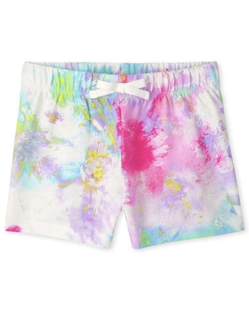 Shorts con efecto tie-dye de arcoíris para niñas