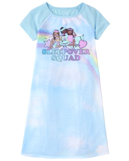 Girls Short Raglan Sleeve 'Sleepover Squad' Nightgown