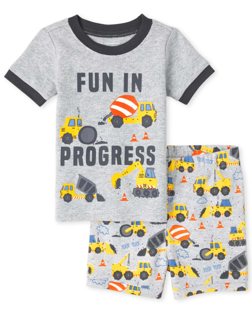 Baby And Toddler Boys Construction Truck Snug Fit Cotton Pajamas