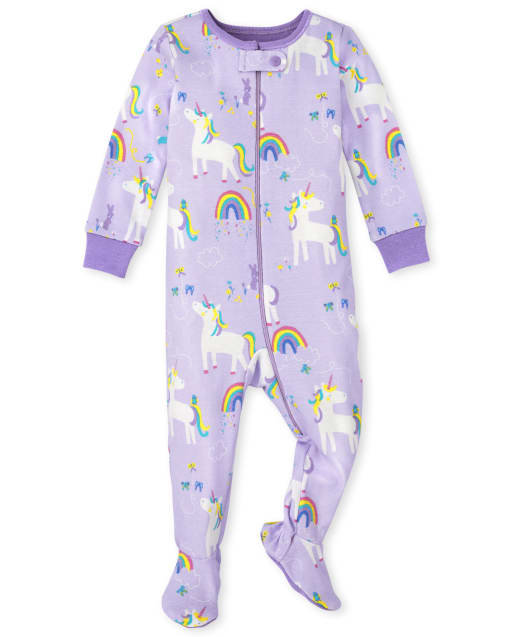 Pijama de una pieza de algodón con ajuste ceñido de unicornio de manga larga de Pascua para bebés y niñas pequeñas