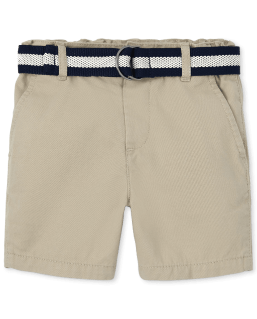 Shorts chinos tejidos con cinturón para bebés y niños pequeños