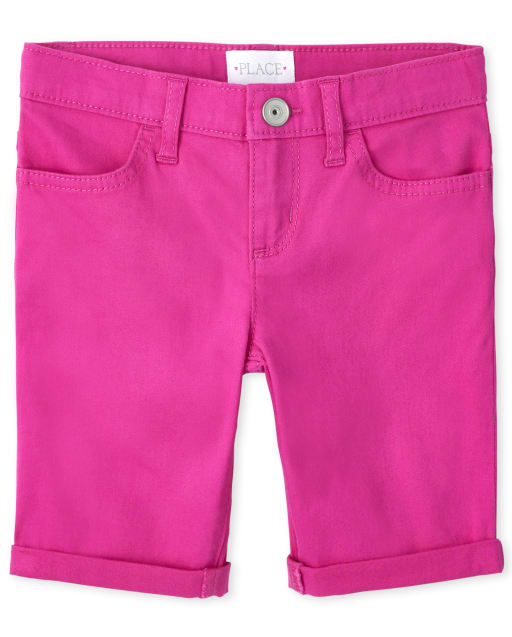 Girls Roll Cuff Twill Skimmer Shorts
