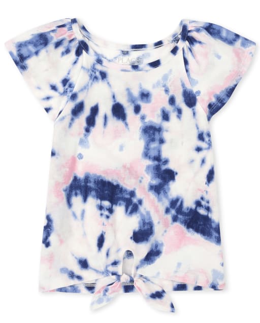 Girls Tie Dye Tie Front Top