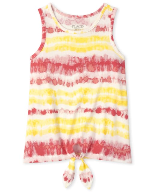 Girls Print Tie Front Tank Top