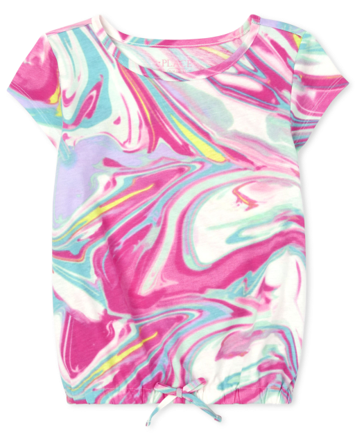 Girls Print Tie Front Top