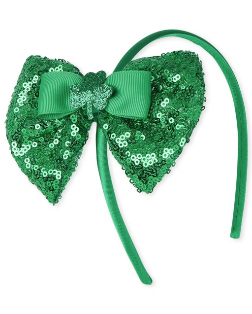 Girls St. Patrick's Day Sequin Bow Headband