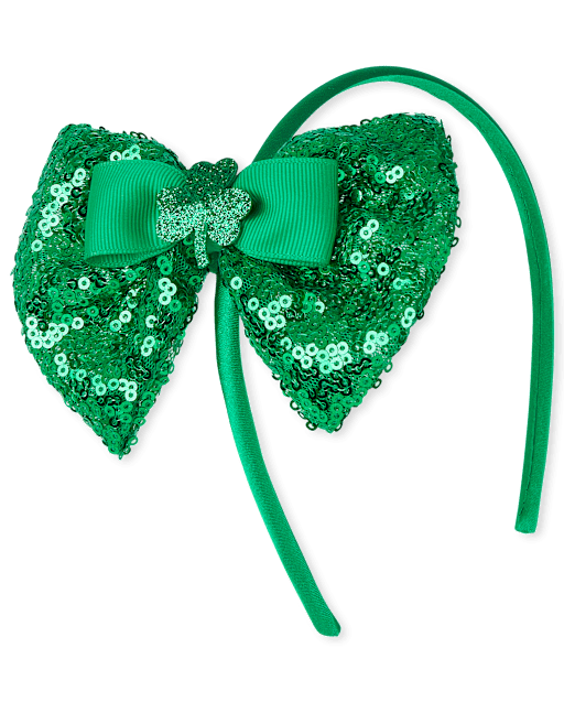 Girls St. Patrick's Day Sequin Bow Headband