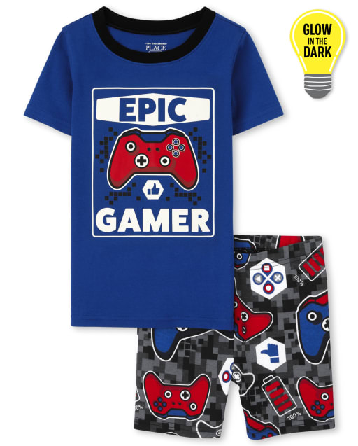 Pijama de algodón de ajuste ceñido Glow Video Game para niños