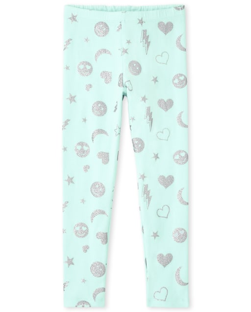 Girls Glitter Emoji Leggings