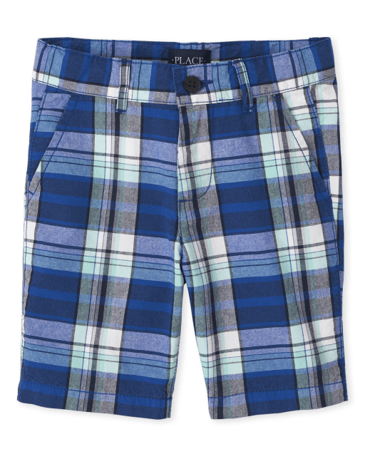 Boys Plaid Chino Shorts