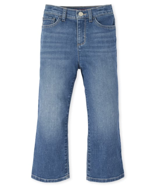 Girls Cropped Kick Flare Jeans
