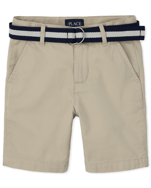 Shorts chinos tejidos con cinturón para niños