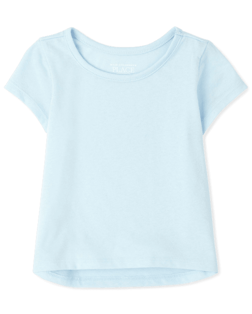 Camiseta básica de capas altas y bajas de manga corta para bebés y niñas pequeñas