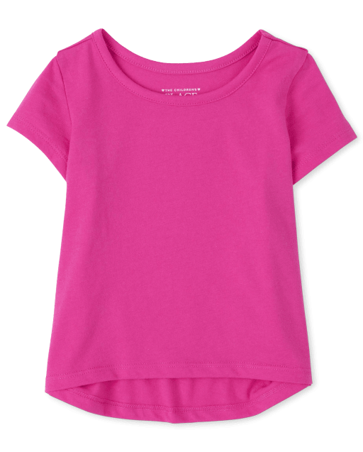 Baby And Toddler Girls Short Sleeve High Low Basic Layering Tee