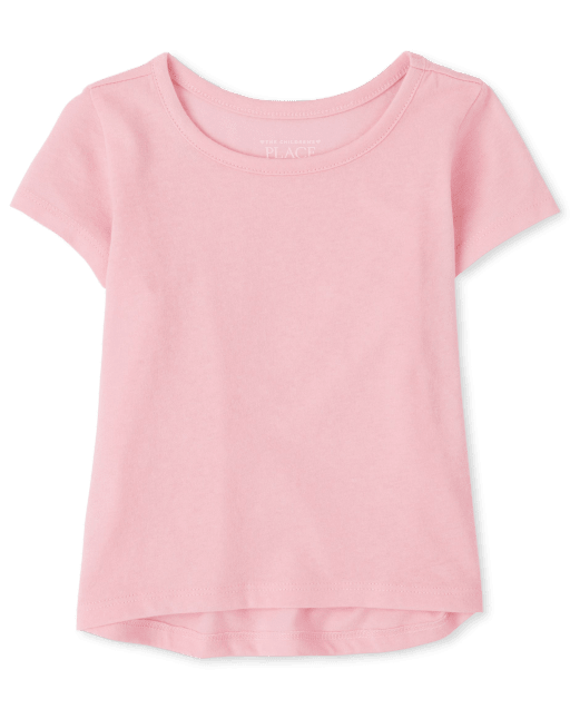 Baby And Toddler Girls Short Sleeve High Low Basic Layering Tee