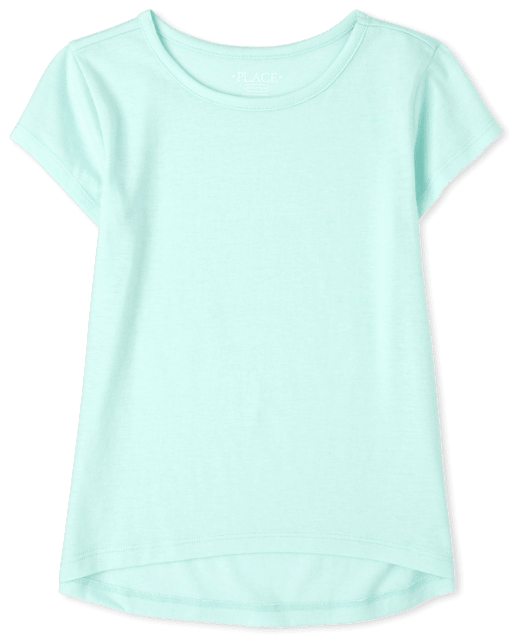 Camiseta básica de manga corta con capas altas y bajas para niñas