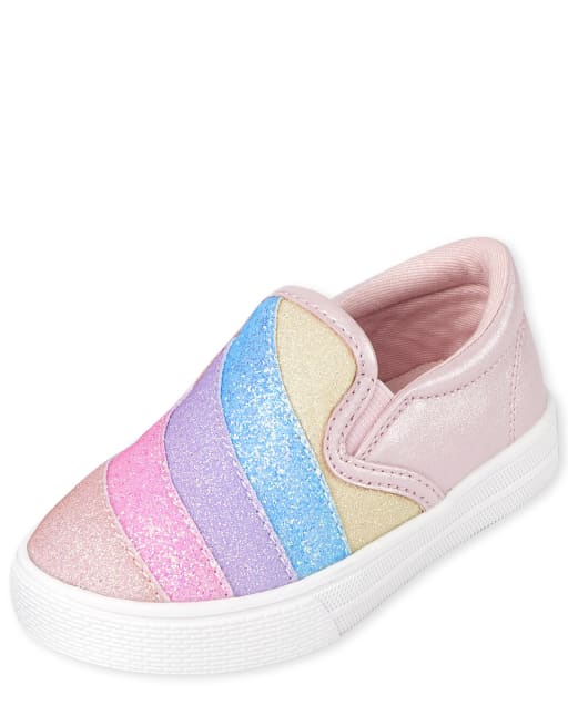 Toddler Girls Rainbow Glitter Slip On Sneakers