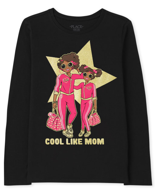 Girls Long Sleeve Cool Like Mom Graphic Tee