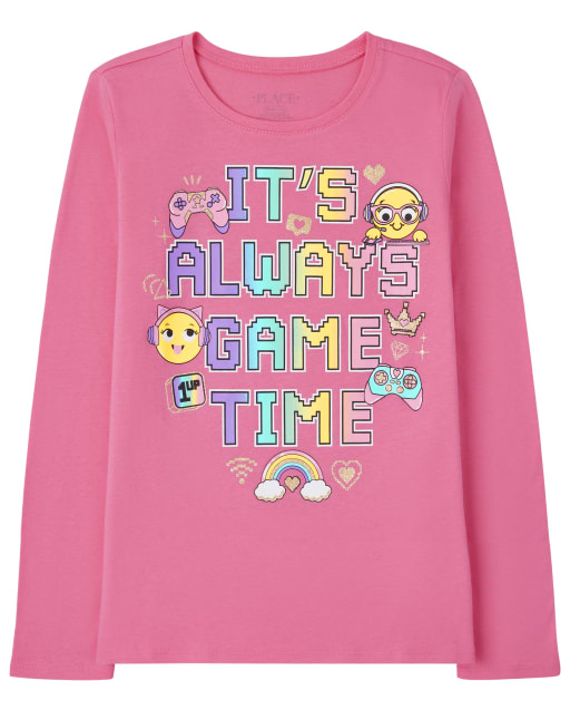 Girls Long Sleeve Game Time Graphic Tee