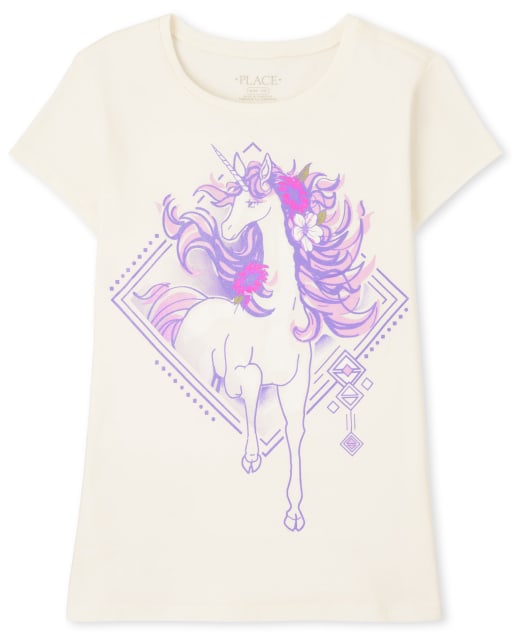 Camiseta con gráfico de unicornio para niñas